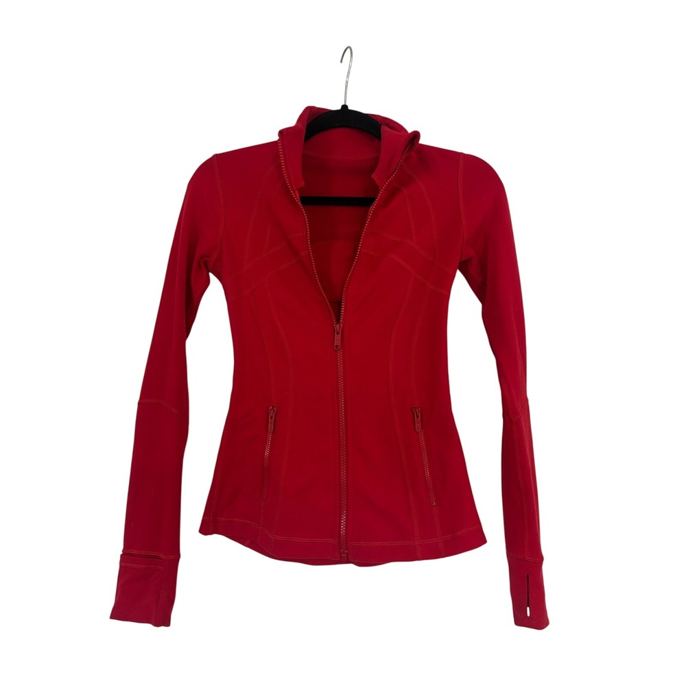Lululemon Define Jacket Luon Full Zip Thumbholes Red Size 2 - Picture 2 of 7